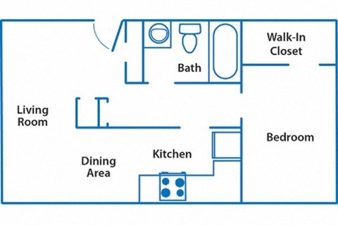 One bedroom one bathroom floorplan